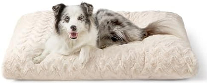 EHEYCIGA Washable Large Dog Bed for Crate, 36x27 Inch Pet Bed, Beige