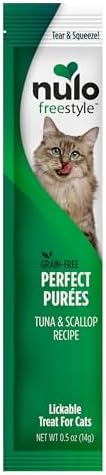 Nulo Freestyle Lickable Cat Treats - Perfect Purées Tuna & Scallop, Squeezable Grain-Free Wet Cat Food Topper, High Moisture for Hydration, 48 x 0.5oz