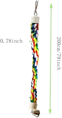 79'' Bird Perch,Bird Rope Perch & Birds Swing Set,Bird perches for cage,Rope Perch for Conures,Parrots,Cockatiel,Lovebird,Budgerigar,Parakeet perches for cage