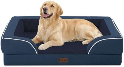 Waterproof Orthopedic Dog Bed for Large Dogs, 36x27in, Navy Blue