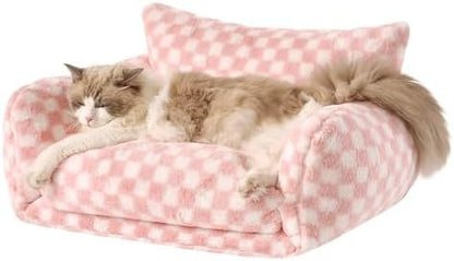 Hollypet Cat Bed Small Dog Orthopedic Couch Beds for Pets up to 20 lbs