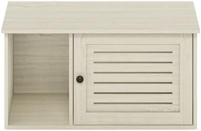 Furinno PELI Farmhouse Style Cat Litter Box Enclosure, White Wash