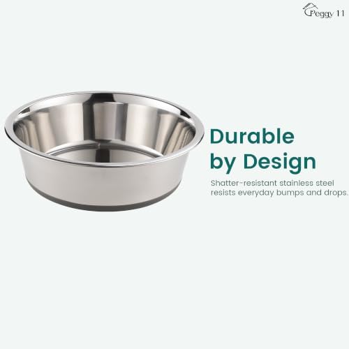 PEGGY11 Nonslip Stainless Steel Dog Bowls, 7.6 US Cup Each, 2 Pack