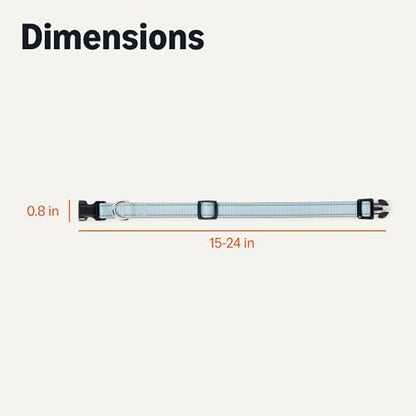 Amazon Basics Reflective & Adjustable Dog Collar, Woven Polyester, Durable, Fast-Drying, High-Viz Reflective Threads, Quick-Release Buckle, Metal D-Ring, Size M, Blue