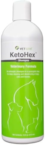 KetoHex Cat and Dog Shampoo - 16 oz Anti Bacterial Cat & Dog Flea And Tick Treatment, For Sensitive Skin Infections & Lesions, Protects & Moisturizes, Antifungal Treatment For Dogs & Cats - VetOne