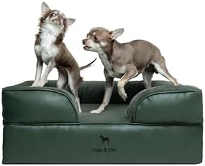 NOAH & PAW Dog Bed, 28x23x11 Inch, Orthopedic Dog Beds for Medium Size Pets, Eggshell Memory Foam Infused with Cooling Gel, Inner Cover, Water Resistant, Machine Washable Faux Leather