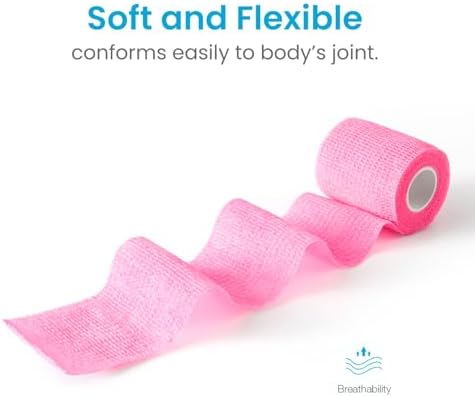 WePet Pet Wrap, Self-Adhesive, Only Sticks to Itself, Non-Woven Tape for Dog Legs, Paws, Wounds, First Aid Cohesive Gauze for Horse, Cat, Bird, Animal, 6 Rolls, 2 Inch, Solid Color B