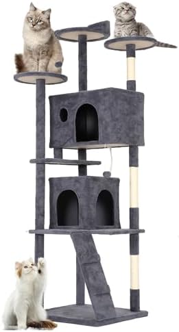FDW | 81" Cat Tree Tower | Dark Gray | Multi-Level Indoor Activity Center