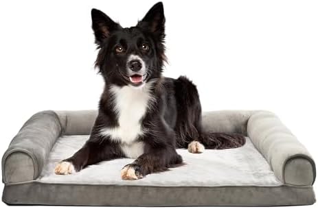 Amazon Basics Dog Bed with Premium Foam, Pressure-Relief Support for Dogs up to 55lbs, Non-Slip Bottom, Machine Washable Cover, Large Sized (36" x 27"), Taupe