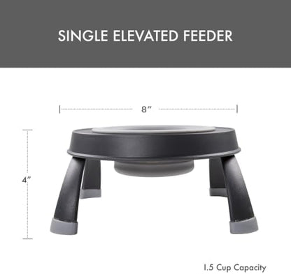 Dexas Pets Elevated Pet Feeder, Small, 1.5 Cup Capacity, Light Gray, Raised Pet Food and Water Bowl