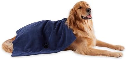 Bone Dry Pet Grooming Towel Collection Absorbent Microfiber X-Large, 41x23.5", Embroidered Navy