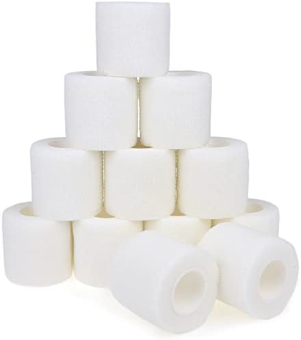 Self Adhesive Bandage Wrap Animal Cohesive Bandage Self Adherent Wrap First Aid Tape for Dogs Cats Horses Birds & Wrist Healing Ankle Sprain (2 Inch White 12 Rolls)