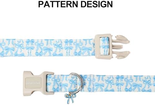 Lionet Paws Summer Dog Collar- Cute Blue Bow Dogs Collar with Plastic Buckle and Bowtie Pendant,Dog Collar for Medium Dogs Girl