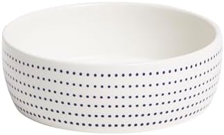 Pearhead Ceramic Dog Bowl, Small/Medium 2.25 Cups/ 18 oz, Blue Dots
