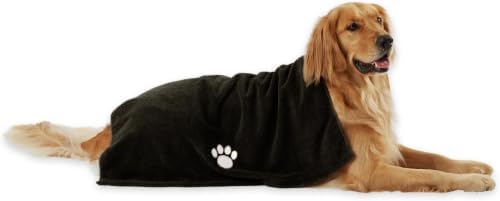 Bone Dry Pet Grooming Towel Collection Absorbent Microfiber X-Large, 41x23.5, Embroidered Black (Pack of 12)