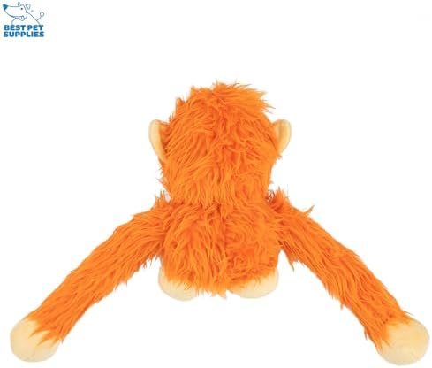 Best Pet Supplies Interactive Squeaky Dog Chew Toy, Ideal Dog Toys for Chewers, Small, Medium & Large Dogs, and Fetch Lovers - O-Hug-Atan (Orange), Large