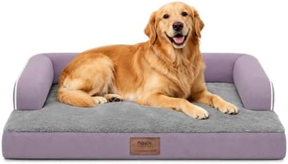 MEKIY Orthopedic Washable Dog Bed with Bolster for Medium to Large Dogs