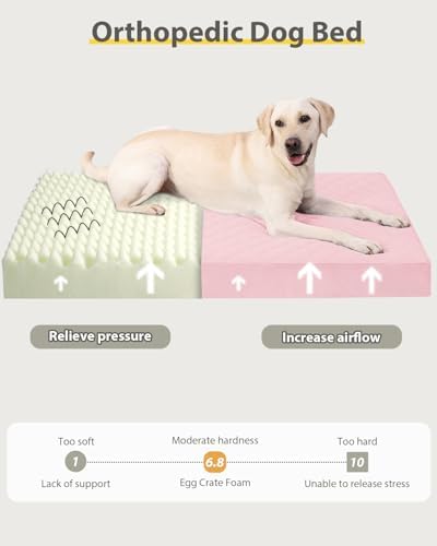 NUPIDA Orthopedic XXL Dog Beds for Crate with Washable Cover, 47x29, Pink