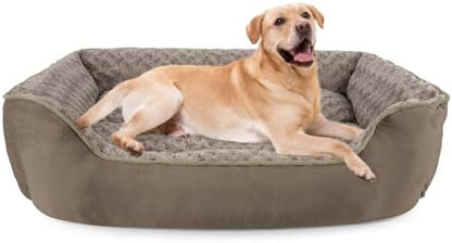 JOEJOY Rectangle Dog Bed for Large Medium Small Dogs - Washable Orthopedic Sofa Bed, Soft Breathable Puppy & Pet Cuddler, Durable Calming Dog Bed with Anti-Slip Bottom, Multiple Sizes, Dark Brown