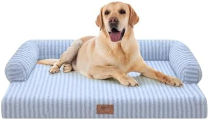 MEKIY Orthopedic Washable Dog Bed with Bolster for Medium to Large Dogs