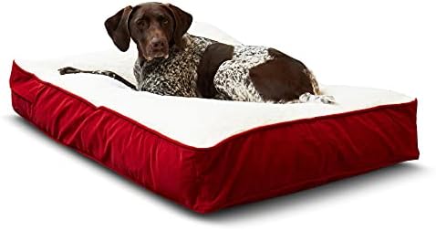 Buster Deluxe Reversible Pillow Style Sherpa Dog Bed, Red, Medium (42 x 30 in.)