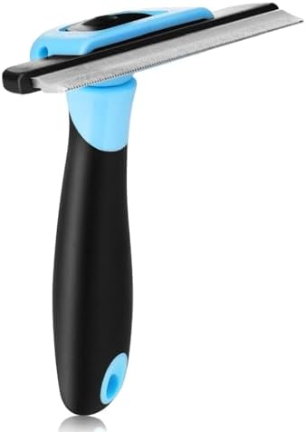 Flexzion Deshedding Dog Brush for Short Hair Pets, 4-Inch Blade, Blue