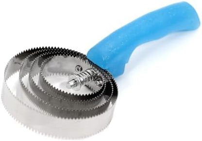 Jeffers Equine Sparkle Grip Reversible Curry Comb for Horses, Stainless Steel Spring Horse Grooming Comb for Bathing & Coat Care, Dual Tooth Grooming Tool w/Rotating Flexible Head - Turquoise