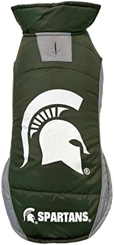 Pets First Collegiate Michigan State Spartans Puffer Vest for Dogs & Cats. Size Small. Warm, Cozy, and Waterproof Dog Coat, for Small and Large Dogs/Cats.