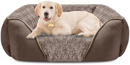 INVENHO Large Dog Bed Rectangle Washable Orthopedic Soft Calming Sleeping Durable Pet Cuddler with Anti-Slip Bottom