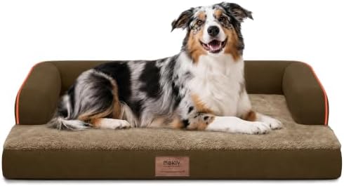 MEKIY Orthopedic Washable Dog Bed with Bolster for Large Sized Dogs