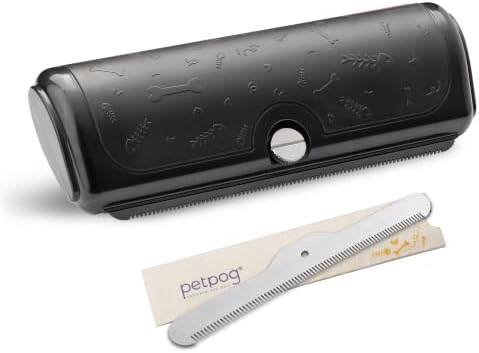 Dog and Cat Deshedding Brush Set, 2 Blades, Black