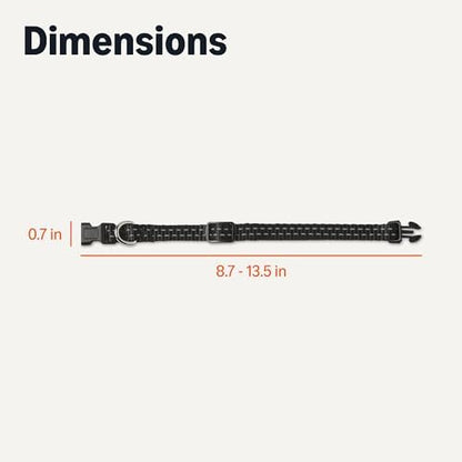 Amazon Basics Reflective Polyester Dog Collar, Adjustable Length 8.7"-13.5", 0.7" W, Quick-Release Buckle for Easy On/Off, Extra Small, Black