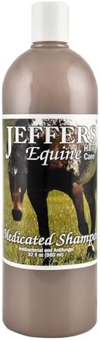 Jeffers Equine Antibacterial & Antifungal Medicated Horse Shampoo 32 Oz – Gentle Coconut Oil Based Grooming Shampoo for Horses, Daily Bathing, Show Prep, Trail, Stable, Coat & Skin Care