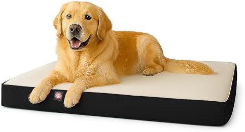 Majestic Pet 48x34x3 Inch Black Orthopedic Memory Foam Rectangle Dog Bed – Large Size Crate Dog Bed for Dogs with Joint Pain, Arthritis – Durable Pet Mattress with Egg Crate Foam, Washable Cover