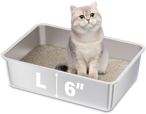 Stainless Steel Litter Box, Large Metal Litter Box for Kitty/Cat