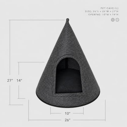 Cat Bed - Cat Cave Premium Felt Cat Bed Enclosure for Indoor Cats and Other Pets, Stylish Indoor Pet House, Dark Grey (Medium)