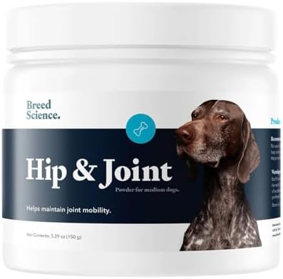 Hip and Joint Food Supplement for Dogs, Medium Breeds- Glucosamine and Chondroitin Powder with Green Lipped Mussel - Pain, Inflammation Relief with Vitamins - Senior Health Supplies for Arthritis