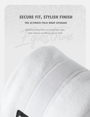Harrison Howard Horse Polo Wraps Upgrade with Bling Leg Wraps for Horses 4-Pack Fleece Leg Wraps Stable Supplies White L