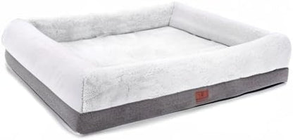 WINDRACING Orthopedic Dog Bed for Extra Large Dogs, Bolster Sides Dogs Sofa Bed with Removable Washable Cover & Non-Skid Bottom, Soft Pet Bed with Egg Foam Dog Couch for Sleeping, 46 x 30 Inch, Gray