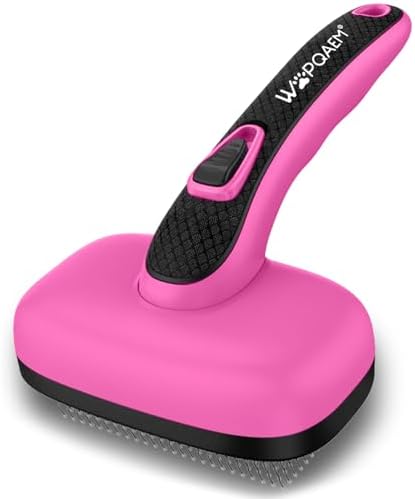 Self Cleaning Slicker Brush for Dog and Cat Shedding, Pink