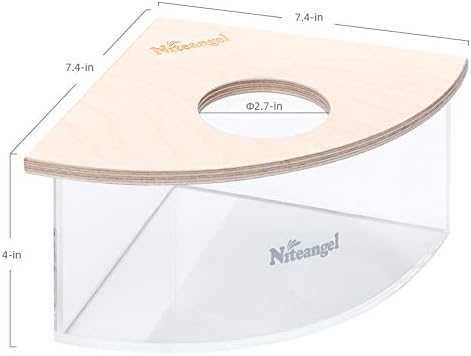 Niteangel Animal Sand-Bath Box: - Acrylic Critter's Sand Bath Shower Room & Digging Sand Container for Hamsters Mice Lemming Gerbils or Other Small Pets (Triangle, Birch-Wood)
