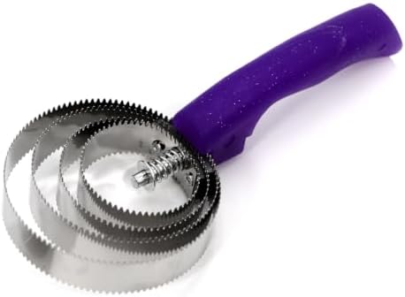Jeffers Equine Sparkle Grip Reversible Curry Comb for Horses, Stainless Steel Spring Horse Grooming Comb for Shedding, Bathing & Coat Care, Dual Tooth Grooming Tool w/Rotating Flexible Head - Purple