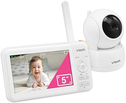 VTech Baby Monitor No WiFi– See Every Corner of the Nursery, Remote Pan-Tilt-Zoom, Hack-Proof, 5" Screen, 17Hr Battery, 1000ft Range, Night Vision, Temperature Sensor | 924W