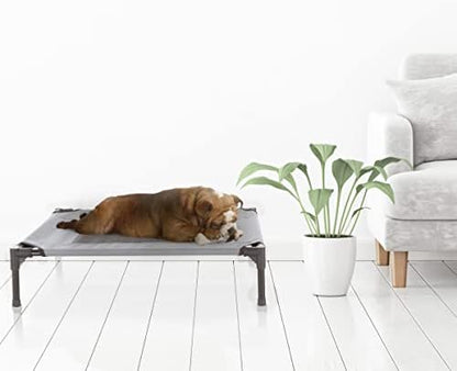 Elevated Dog Bed - 30x24-Inch Portable Pet Bed with Non-Slip Feet - Indoor/Outdoor Dog Bed or Puppy Cot for Pets up to 50lbs by PETMAKER (Gray)