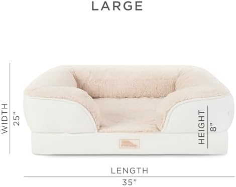 Town & Country Everyday CuddleTown Comfy Solid Bolster Sofa Pet Bed, Supportive & Calming Egg Crate Foam, Non-Slip Bottom, Machine Washable Cover, Cream, Large 35"x25"x8"
