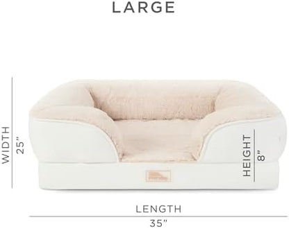 Town & Country Everyday CuddleTown Comfy Solid Bolster Sofa Pet Bed, Supportive & Calming Egg Crate Foam, Non-Slip Bottom, Machine Washable Cover, Cream, Large 35"x25"x8"