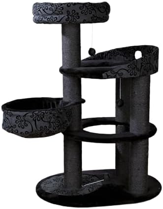 TRIXIE Filippo 50-in Cat Tower, Sisal Scratching Posts, Cat Tree with Hammock, Platforms, Bed, Dangling Cat Toys, Black