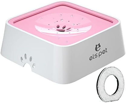ELS PET Water Bowl for Cats & Dogs 2L, No Spill Slobber Stopper, Slow Drink