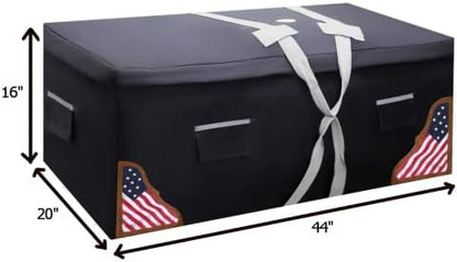 Large Hay Bale Bag – 44"x16"x20" Waterproof 1200D Nylon with Patented Ventilation Windows, Hand-Tooled Leather Patriotic Corners, Fits 2-String Bales, Ideal for Shows & Daily Use