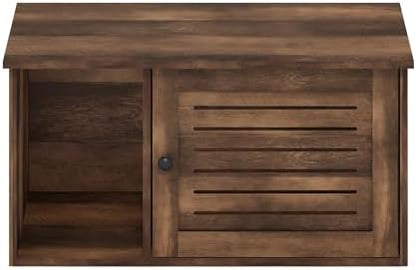 Furinno PELI Farmhouse Style Cat Litter Box Enclosure, Rustic Brown